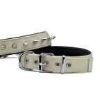 Doggie Konforlu Dokumadan El Yapımı Çivili Köpek Boyun Tasması 2,5x37-45cm K.Haki