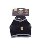 Havalı Dokuma Kedi Göğüs ve Gezdirme Tasması Large Siyah 1,5x-30-40 Cm