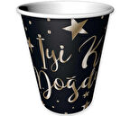 Bardak İyiki Doğdun Varaklili Siyah ( 6 Adet )