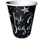 Bardak Silver İyiki Doğdun Varakli Siyah Pk:6