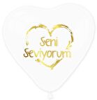 Balon Seni Seviyorum Kalp Şeffaf Altın ( 100 Adet)