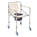 Comfort Plus Tekerlekli Kovalı Komot | Katlanabilir, Nikelaj Kaplamalı, Sabitleme Sistemli DM-696