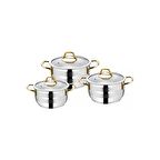 Özlife Ada 3'lü Gold Kulp Güveç Tencere Seri 518