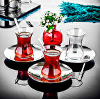 Özlife ela platin çay seti - 12 parça çay seti takımı (kaşıksız)