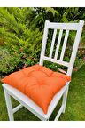 6'lı Turuncu Sandalye Minderi-dekoratif Minder Seti-40x40cm Kare Sandalye Minderi-sırt Minderi