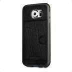 Pierre Cardin Galaxy S6 ile Uyumlu Deri Arka Koruma Paneli Siyah PCL-P11