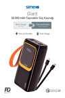 Simex S-36 Giant 30.000 Mah Prime Dijital Göstergeli Hızlı Şarj Fener Çoklu Kablo Powerbank,Taşınabilir Şarj Cihazı
