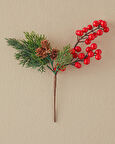 Kokına Pinecone Tek Dal Yapay Çiçek Kırmızı