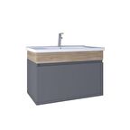 Kobos Harmony 80 cm Lavabo Dolabı Füme + Meguro KB710012