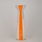 Vitale Seramik Turuncu Gümüş Mumluk 10*10*31 cm