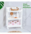 Porsima Rafty-73-1 Tekerlekli 4 Katlı Düzenleyici Geniş Raf Beyaz