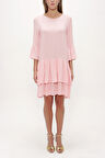 Pembe Bol kesim fırfırlı mini elbise 92395 | 44