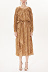 Bej Büzgülü midi elbise  93401 | 40