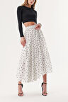 Puantiyeli Pileli beli lastikli uzun etek 81245 | L