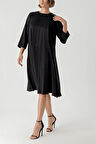 Siyah Fermuar detaylı bol kesim elbise 94362 | M