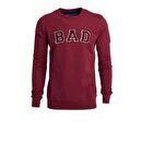 Bad Convex Crewneck Bordo Baskılı Erkek Sweatshirt