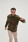 Husky Full-Zip Haki Yeşil Fermuarlı Erkek Polar Sweatshirt