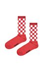 Skater Tall Crimson Red Kırmızı Damalı Unisex Çorap