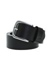 Point Belt Siyah Deri Erkek Kemer