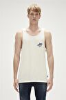 Shark Tank-Top Off-White Beyaz Baskılı Erkek Atlet