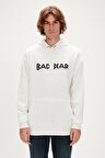 3D Bad Hoodie Off-White Beyaz Kapüşonlu Erkek Sweatshirt