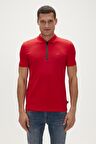 Cord Crimson Red Kırmızı Polo Yaka Fermuarlı Erkek T-Shirt
