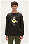 Funky Crewneck Antrasit Baskılı Erkek Sweatshirt