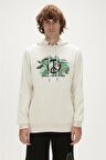 Re-Born Recycle Hoodie Marshmallow Beyaz  Kapüşonlu Erkek Sweatshirt