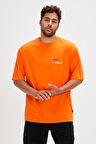 Sand Turuncu Baskılı Oversize Erkek Tişört