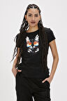 Cathy Siyah Baskılı Kadın Tişört