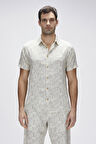 Merle Beyaz Kısa Kollu Baskılı Erkek Gömlek