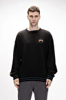 Vecna Si̇yah Oversize Erkek Baskılı Sweatshirt