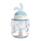 Shotay Rabbit Çocuk Pipetli Matara Tritan Mavi 600Ml