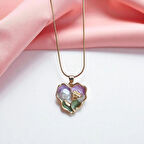 Pinterest Gelincik Çiçekli İncili Kalp Kolye – Altın Kaplama Zarif Tasarım | Çelik Kolye