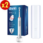 Oral-B Pro 3500 Şarj Edilebilir Diş Fırçası Siyah+Başlık x2