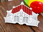 Ahşap Çay Poşeti Düzenleyici | Beyaz Kırmızı Çatılı | Lazer Kesim MDF | 30x18 cm