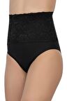 Siyah Emay 2090 Önü Dantelli Yüksek Bel Slip Korse-3XL