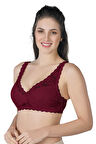 BORDO MI Emay 188 B Pedli Dantelli Telli Toparlayıcı Sütyen