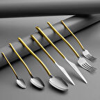 Jumbo 500.01.01.7466 5500 84 Parça 12 Kişilik Altın Çatal Kaşık Bıçak Takımı