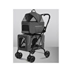 Tommy Çift Katlı Evcil Hayvan Arabası Gri 66*50* 98cm Max 30kg