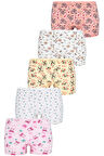 Kız Çocuk Boxer 5 Li Paket Karışık Renk Baskılı Boxer