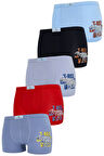 Erkek Çocuk Boxer 5 Li Paket Karışık Renk Baskılı Boxer Byo2516