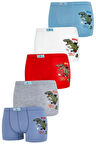 Erkek Çocuk Boxer 5 Li Paket Karışık Renk Baskılı Boxer Byo2563