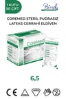 COREMED STERİL CERRAHİ LATEKS PUDRASIZ ELDİVEN 6,5 BEDEN 50 ÇİFT Tek Ebat