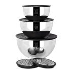 Serenk Modernist 9 parça Rendeli Çelik Karıştırma ve Saklama Kabı