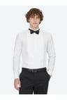 Beyaz Düz Slim Fit Duble Manşet Ata Yaka Smokin Gömlek