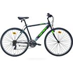 Carraro Active 280 28 Jant 21 Vites 49 Cm V-Fren Şehir Bisikleti - Mat Siyah-Koyu Gri - Yeşil