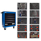 Brio Hareketli Takım Dolabı 6 Çekmece 2022 Seri 259 Parça Mavi Dolu