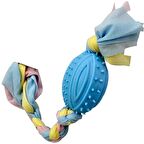 EuroDog Puppy Toys Diş İpli Kauçuk Rugby Topu Yavru Köpek Oyuncağı Mavi 35 cm