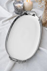Arwen Oval Silver Sunum Tepsi - 40.5 cm